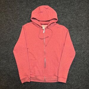 Threadfast Apparel Full Zip Hoodie Mens Medium Coral Pink Heathered Sweatshirt